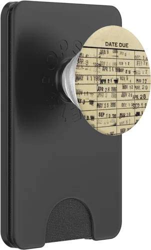 Vista 7 de Tarjetas de fecha de vencimiento de biblioteca, sello, devolución de libros, bibliotecaria vintage, PopSockets adhesivo, PopGrip