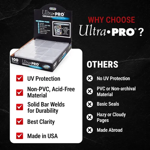 Vista 11 de Ultra Pro hojas de nueve bolsillos para tarjetas de colección - serie platinum (100 páginas)