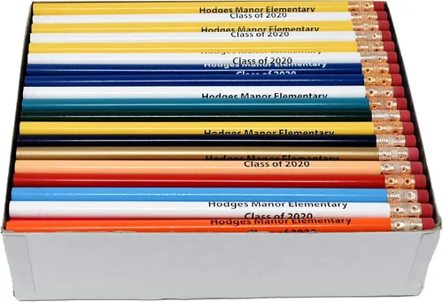 Vista 5 de Pencil Guy Lápices redondos impresos personalizados promocionales.-500 por caja Rosado