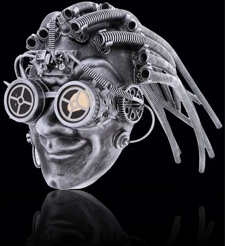 Vista 8 de Attitude Studio Steampunk Smiling Joker - Gafas de máscara completa color plateado