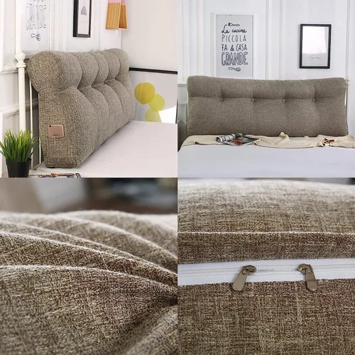 Vista 6 de Cojín triangular grande para cabecero de lectura, almohada para reposo en cama, respaldo triangular, respaldo de forro polar, soporte de Café