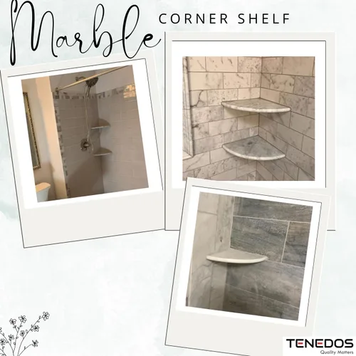 Vista 3 de Tenedos Carrara Bianco italiano de alta calidad blanco grisáceo 9x9 mármol accesorios de baño esquina ducha estante azulejo pulido (1 unidad)