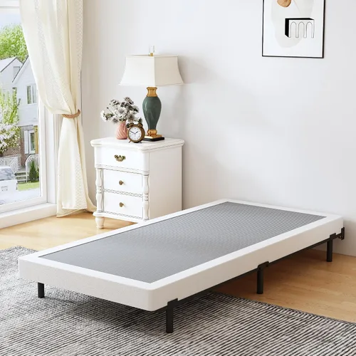 Vista 2 de XINXINYAN Twin con resorte de 3 pulgadas de perfil bajo, fuerte capacidad de carga Base de colchón de metal resistente con cubierta de tela