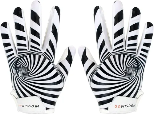Vista 11 de Guantes de receptor de fútbol americano juvenil, guantes de fútbol americano con agarre de silicona para niños y niñas con Super Stick