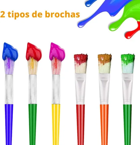 Vista 4 de 10 piezas de pinceles de pintura para niños, pinceles de pintura Anezus para niños pequeños, pinceles grandes y gruesos para niños pequeños