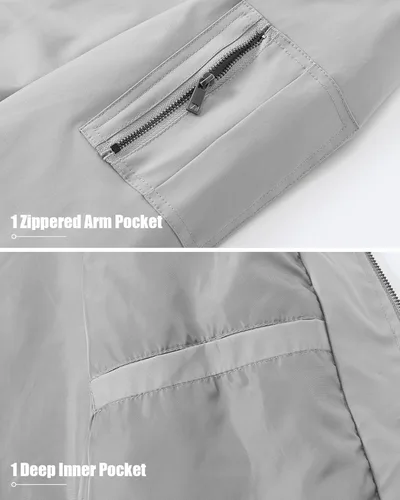 Vista 6 de BGOWATU Chaqueta bomber ligera cortavientos con cremallera completa para hombre