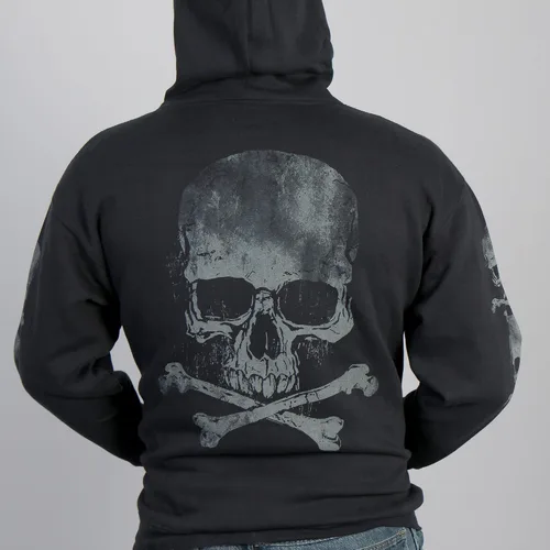 Vista 2 de Hot Leathers sudadera con capucha para hombre con calavera y huesos cruzados