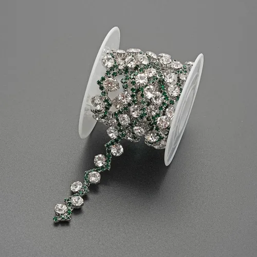 Vista 6 de Jerler Borde de diamantes de imitación, aplique de cadena de diamantes de imitación, ideal para decoración de bricolaje y adornos de ropa de boda