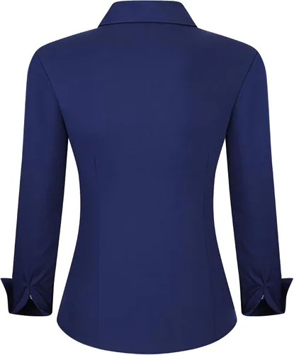 Vista 2 de Alex Vando - Blusa de botones para mujer, sin arrugas, manga larga, casual, para el trabajo