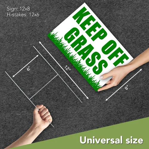 Vista 2 de Letrero con texto en inglés «Please Keep Off Gras», 3 carteles de 8 x 12 DS Coroplast Keep Dogs Off Lawn