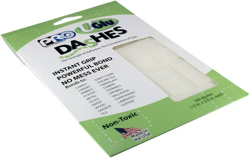 Vista 2 de PRO Tapes & Specialties 306UGLU600 UGlu Hojas Dash, guiones de 1/2 pulg. x 5/8 pulg. / 160 guiones por paquete, transparente