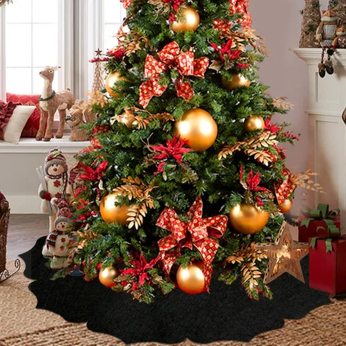 Vista 7 de Falda de árbol de Navidad, falda clásica de tela no tejida de 48 pulgadas, para árbol de Navidad y decoración de interiores de vacaciones