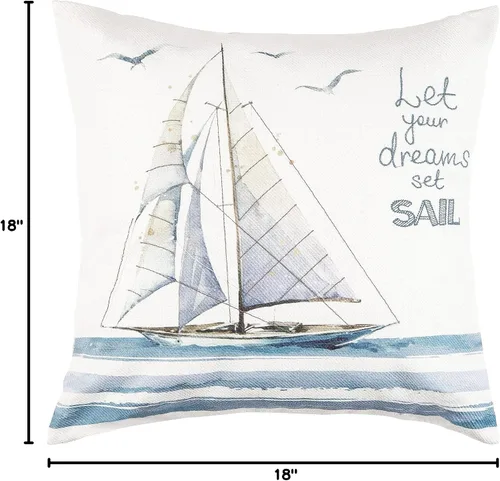 Vista 5 de C&F Home Let Your Dreams Set Sail - Almohada bordada con temática rústica de lago, 18 x 18 pulgadas, color azul