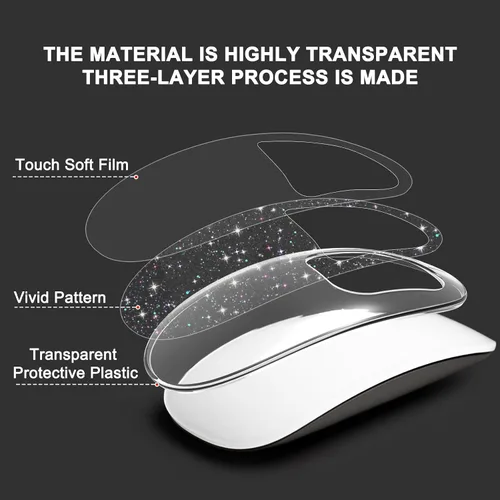 Vista 2 de B BELK Funda compatible con Apple Magic Mouse 1 y 2, funda rígida de plástico transparente ultrafina para Magic Mouse, 3 capas resistente a caídas