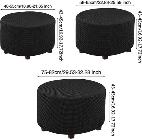 Vista 3 de Fundas elásticas para otomanas, fundas otomanas redondas, fundas extraíbles para reposapiés, fundas protectoras otomanas de almacenamiento para sala