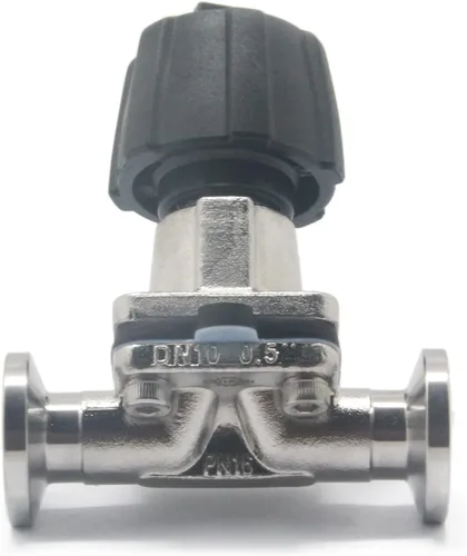 Vista 5 de QiiMii SS316 Tri clampmini válvula de diafragma 1/2" con membrana de EPDM+PTFE, válvula de membrana de abrazadera 1/2" con brida de abrazadera 25,2