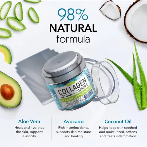 Vista 8 de Crema de colágeno para rostro con retinol – Hidratante facial antienvejecimiento y arrugas – Hidratante facial diurno nocturno para reafirmar