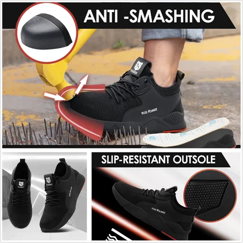 Vista 4 de SUADEX Zapatos de acero para hombre y mujer zapatos de seguridad antideslizantes transpirables ligeros a prueba de pinchazos para construcción