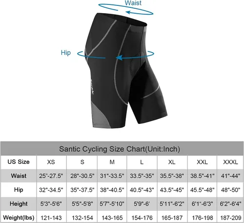 Vista 3 de Santic Pantalones cortos de ciclismo acolchados para hombre, pantalones de ciclismo para ciclismo, ropa de ciclismo
