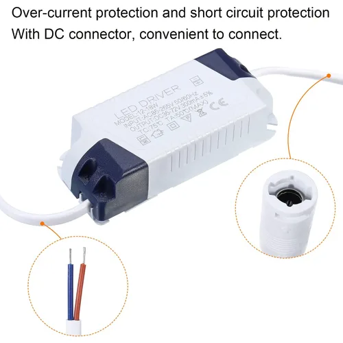 Vista 5 de PATIKIL 12-18W 300mA LED Driver, AC 85-265V Salida 36-72V DC Conector hembra Conector Rectificador de corriente constante Transformador Fuente