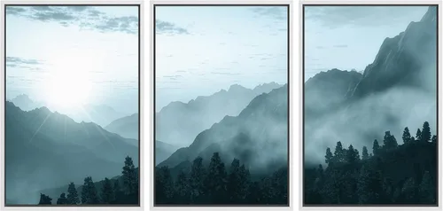 Vista 40 de SIGNWIN Lienzo enmarcado para pared, juego de arte tranquilo con reflejo de lago, acuarela, montaña y agua, ilustraciones modernas, arte abstracto