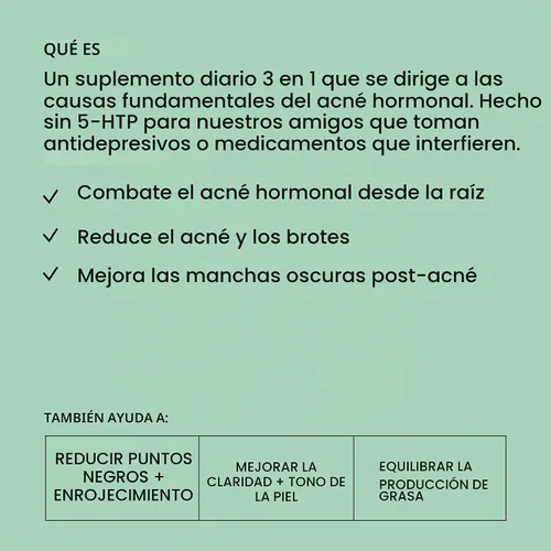 Vista 3 de CLEARSTEM - MINDBODYSKIN Suplemento hormonal para el acné (sin 5-HTP) - Suplemento DIM natural - Vitaminas para el cuidado de la piel - Equilibrio