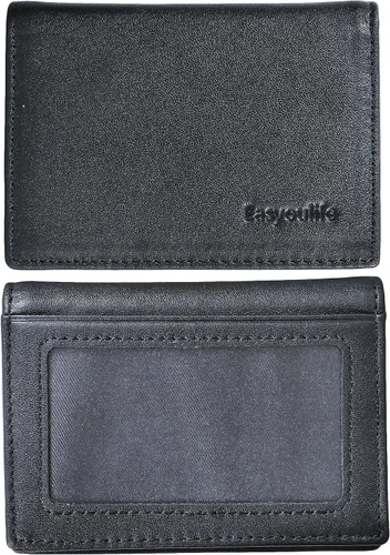 Vista 2 de Billetera delgada de cuero auténtico con bolsillo frontal, espacio para identificación y tarjetero con tecnología RFID