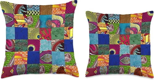 Vista 3 de Nativ Hand Ankara Kitenge - Almohada de retazos con estampado de cera africana, 16 x 16, multicolor