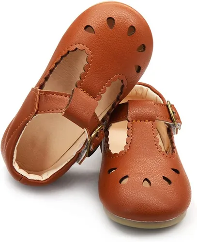 Vista 4 de E-FAK Zapatos Mary Jane planos con lazo antideslizante para niñas pequeñas, zapatos de vestir para primeros pasos, zapatos de boda de princesa