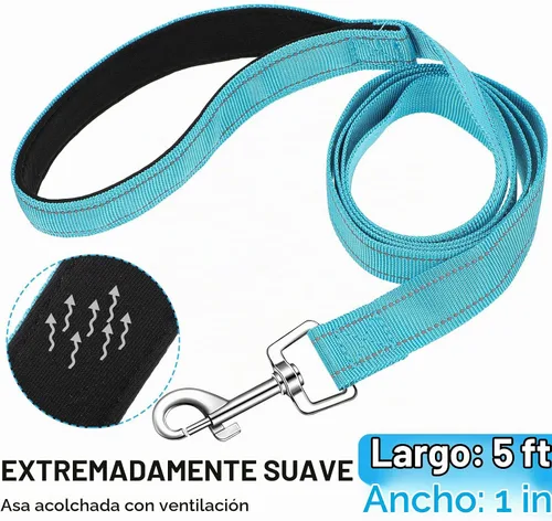 Vista 2 de 6 correas para perro a granel para perros medianos y grandes, paquete de nailon resistente, correas para perros, mango acolchado, collar reflectante