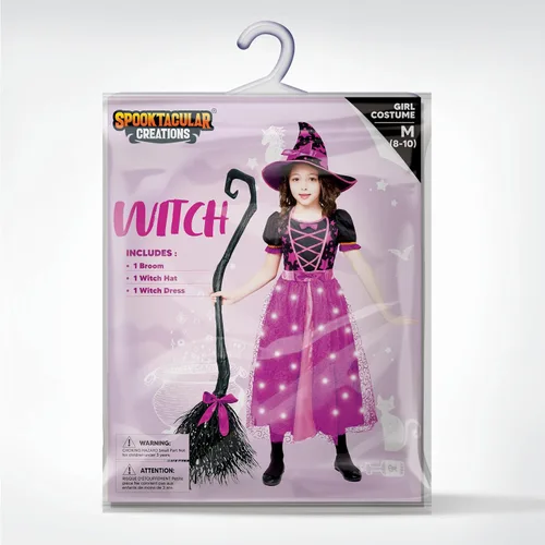 Vista 6 de Spooktacular Creations Disfraz de bruja iluminada para niñas pequeñas, disfraz de bruja de cuento de hadas para Halloween