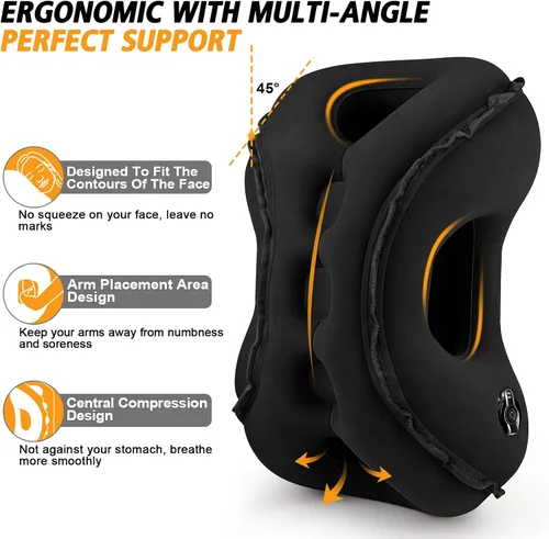 Vista 4 de Almohada inflable de viaje, almohada de cuello de viaje multifunción para avión para evitar dolor de cuello y hombros, soporte para la cabeza