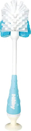 Vista 2 de Nuby Cepillo 2 en 1 para biberón con soporte, cerdas de nailon suave, apto para lavavajillas, herramienta de limpieza de biberones y pezones