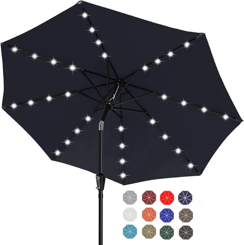 Vista 62 de ABCCANOPY Sombrillas solares duraderas para patio con 24 luces LED de 7.5 pies con 6 varillas resistentes (borgoña)