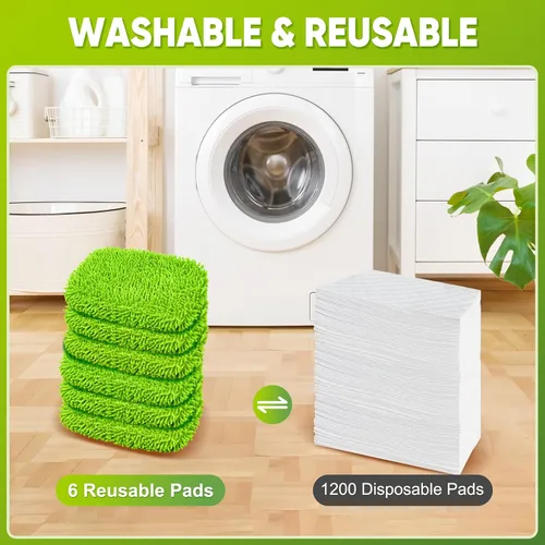 Vista 4 de Paquete de 6 almohadillas reutilizables para trapeador Swiffer