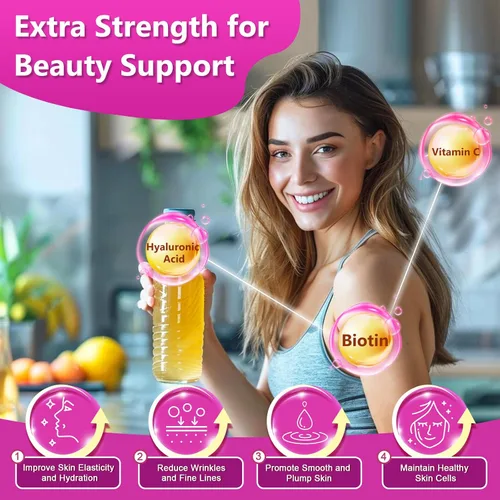Vista 3 de ZEBORA Polvo de péptidos de colágeno 50 porciones, multicolágeno hidrolizado tipo I II III V X con ácido hialurónico, biotina, vitamina C – Apoya