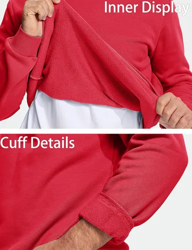 Vista 4 de MAGCOMSEN Sudadera de cuello redondo para hombre de manga larga casual cálida de forro polar