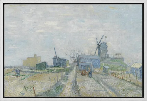 Vista 42 de Van Gogh - Lienzo con diseño giclée de olivos con cielo amarillo y sol, arte de pared de galería, estirado y enmarcado, listo para colgar, 24 x 36