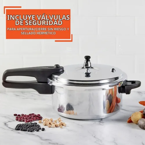 Vista 7 de IMUSA Olla a presión de aluminio para estufa de 4.2 cuartos de galón con válvulas de seguridad para una apertura sin riesgos