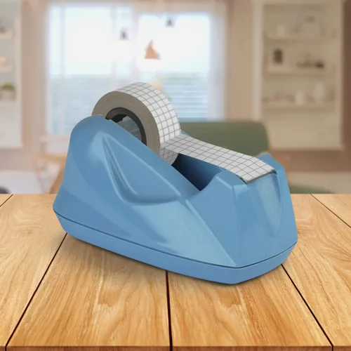 Vista 5 de Acrimet Dispensador de cinta de escritorio premium, plástico, base antideslizante (resistente) (color azul claro) Heavyweight non-slip base for