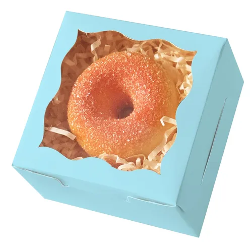 Vista 27 de qiqee Cajas de panadería negras con ventana de 4 x 4 x 2.5 pulgadas, 100 paquetes de mini cajas de galletas para macarrones, cajas de pastelería