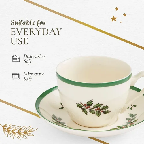 Vista 6 de Spode árbol de Navidadtaza y platillo by Spode