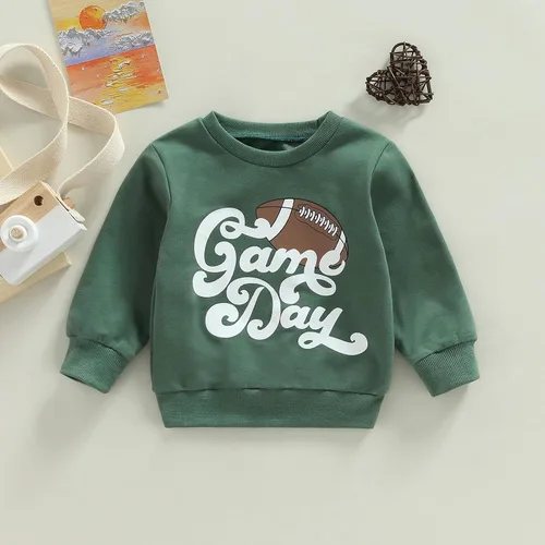 Vista 2 de Sudadera de manga larga con cuello redondo para el día del juego, ropa de otoño
