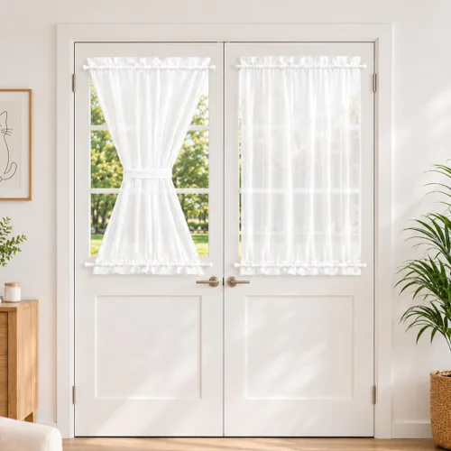 Vista 15 de Aquazolax - Cortinas transparentes para puerta y ventana gris - Cortinas con bolsillo para barra de 25 x 40 pulgadas para puertas de cristal