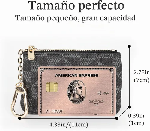 Vista 3 de Veki Monedero monedero cambiador mini monedero con cremallera, color negro