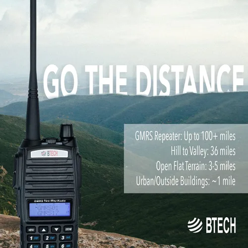 Vista 5 de BTECH GMRS-V2 5W 200 Canales Completamente Personalizables Radio Bidireccional GMRS. Carga USB-C, Resistente al Clima IP54, Compatible