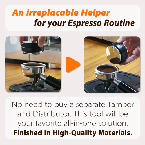Vista 5 de Practimondo Premium Barista Espresso - Juego de manipulación de 2.087 in de aluminio y acero inoxidable (2.087 in, mango de aluminio)