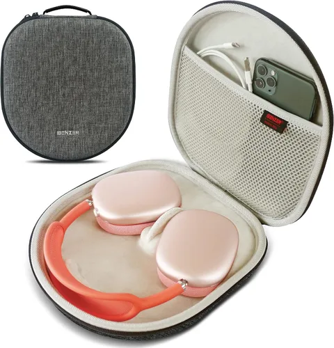 Vista 7 de iBenzer Funda para AirPods Max Funda de transporte de viaje para auriculares con bolsillo de malla, bolsa de almacenamiento impermeable, accesorios