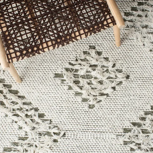 Vista 8 de SAFAVIEH Vermont Collection - Alfombra de pasillo, 2 pies 3 pulgadas x 8 pies, diseño de lana de tejido plano, color marfil y verde, ideal