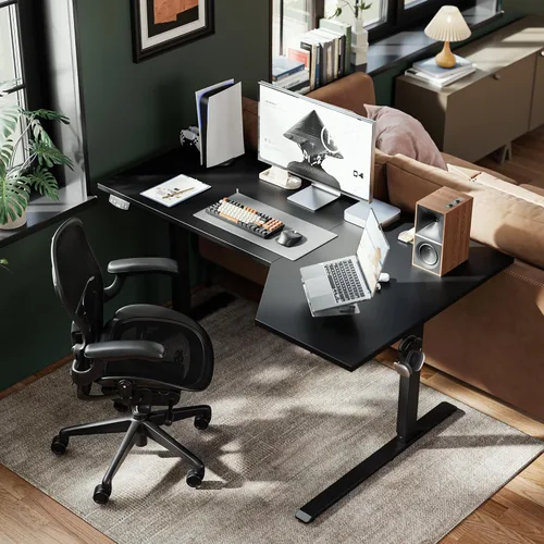 Vista 2 de Agilestic - Escritorio Eléctrico de Pie, Escritorio Ajustable en Altura de 55 Pulgadas en Forma de L, Escritorio para Sentarse y Pararse